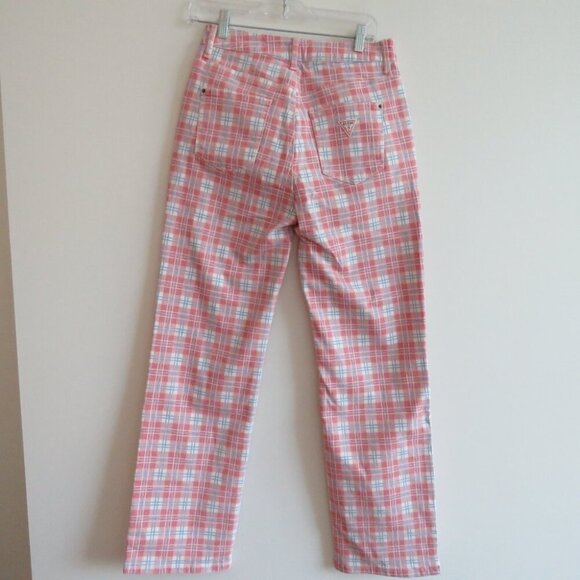 GUESS ORIGINALS High Rise Straight Checked Plaid Print Jeans Y2K - Size 29 NWT - Picture 10 of 16